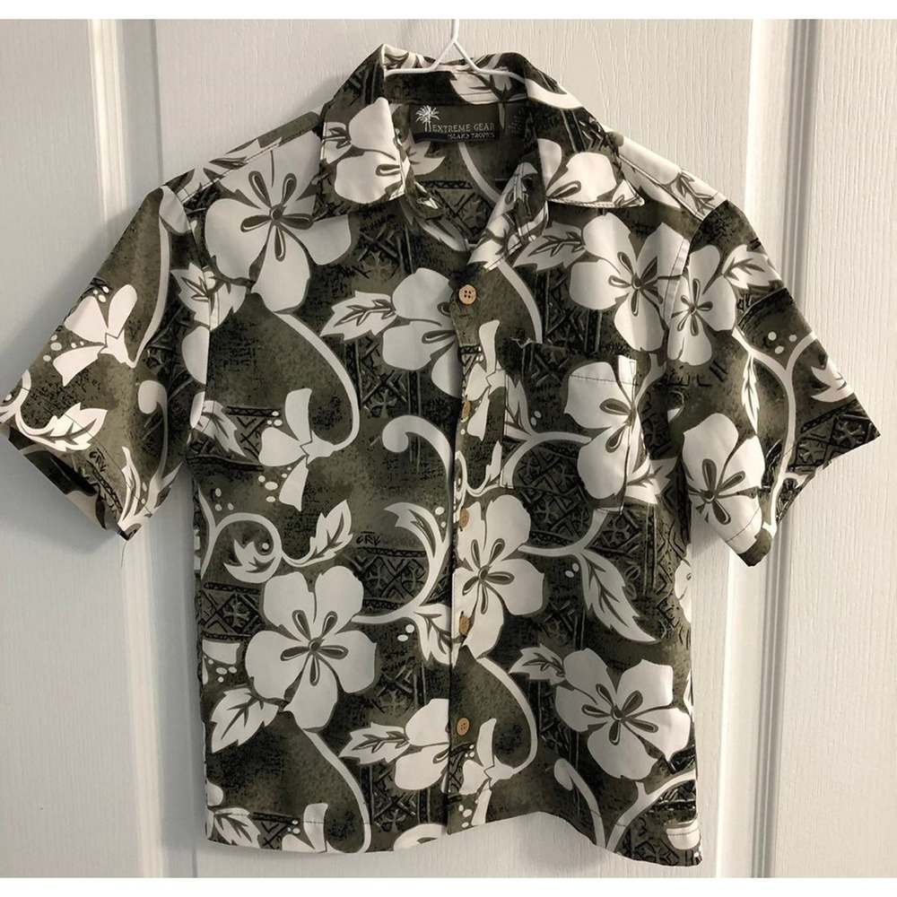 Extreme Gear Island Tropics Boys Shirt - Size L(7)  Color: Green/White